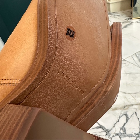 Vince Camuto Vuliann2 Wide Calf Leather Knee High Boots Tan Brown 9 WC - Picture 13 of 15